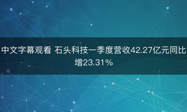 中文字幕观看 石头科技一季度营收42.27亿元同比增23.31%