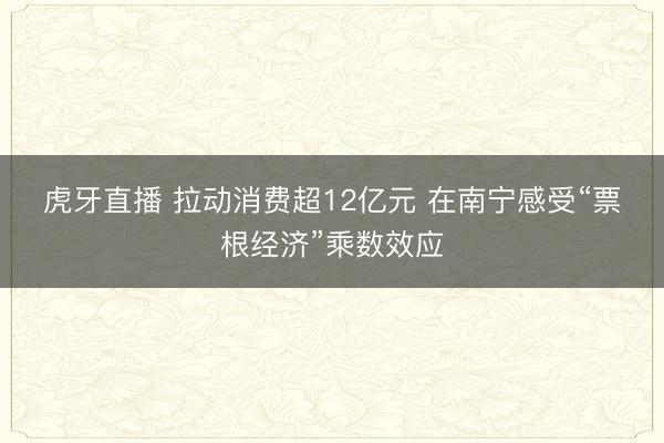 虎牙直播 拉动消费超12亿元 在南宁感受“票根经济”乘数效应