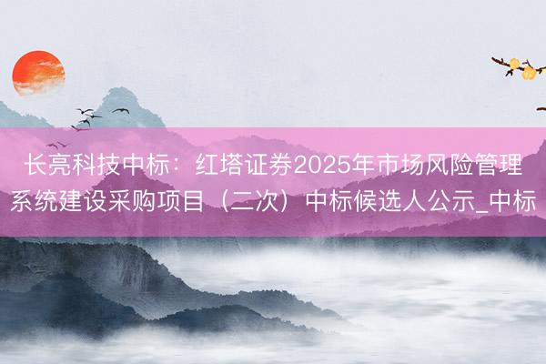 长亮科技中标：红塔证券2025年市场风险管理系统建设采购项目（二次）中标候选人公示_中标