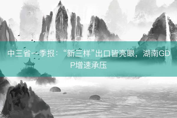 中三省一季报：“新三样”出口皆亮眼，湖南GDP增速承压