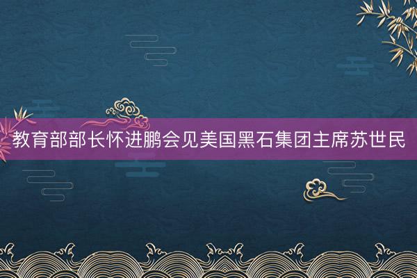 教育部部长怀进鹏会见美国黑石集团主席苏世民