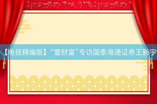 【电视精编版】“壹财富”专访国泰海通证券王新宇