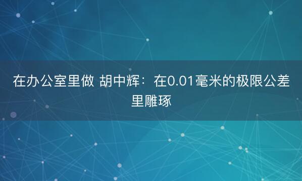在办公室里做 胡中辉：在0.01毫米的极限公差里雕琢