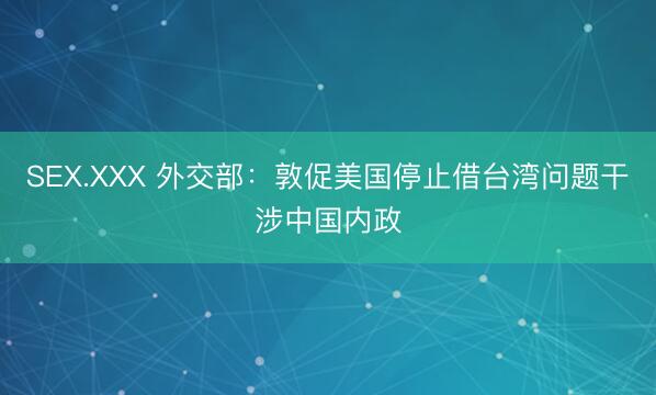 SEX.XXX 外交部：敦促美国停止借台湾问题干涉中国内政