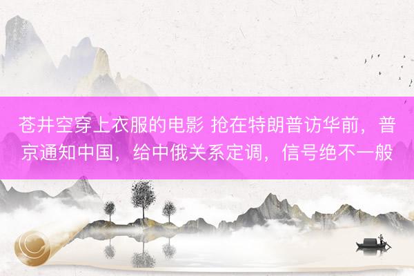 苍井空穿上衣服的电影 抢在特朗普访华前，普京通知中国，给中俄关系定调，信号绝不一般