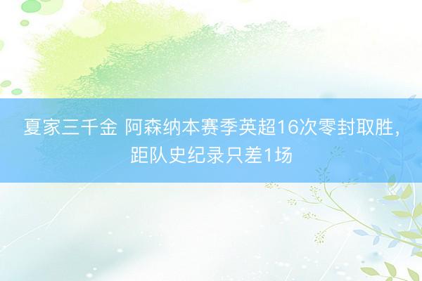 夏家三千金 阿森纳本赛季英超16次零封取胜，距队史纪录只差1场