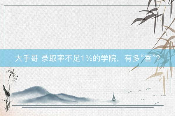 大手哥 录取率不足1%的学院,有多“香”?