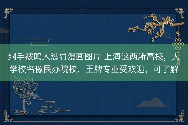 纲手被鸣人惩罚漫画图片 上海这两所高校，大学校名像民办院校，王牌专业受欢迎，可了解