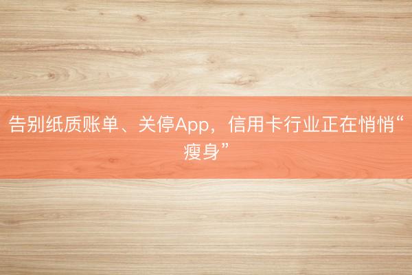 告别纸质账单、关停App,信用卡行业正在悄悄“瘦身”