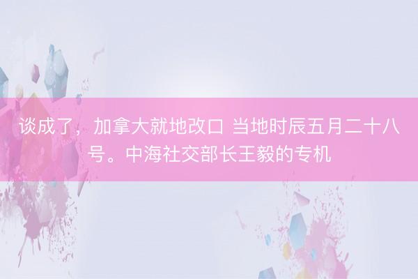 谈成了，加拿大就地改口 当地时辰五月二十八号。中海社交部长王毅的专机