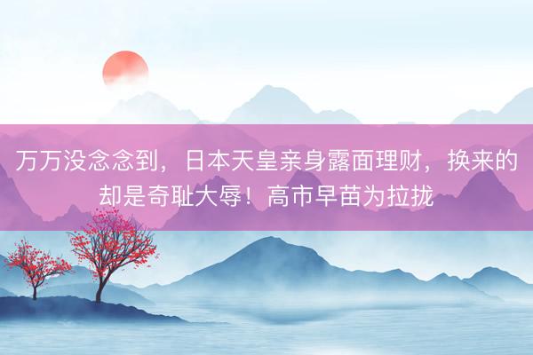 万万没念念到,日本天皇亲身露面理财,换来的却是奇耻大辱!高市早苗为拉拢