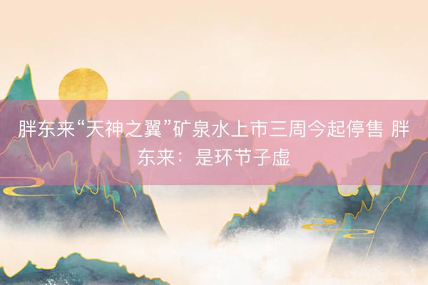 胖东来“天神之翼”矿泉水上市三周今起停售 胖东来：是环节子虚