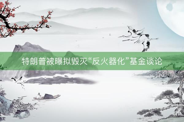 特朗普被曝拟毁灭“反火器化”基金谈论
