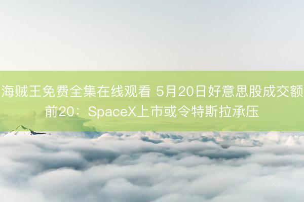 海贼王免费全集在线观看 5月20日好意思股成交额前20：SpaceX上市或令特斯拉承压