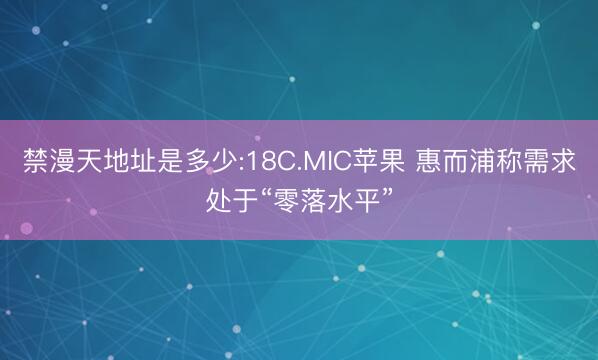 禁漫天地址是多少:18C.MIC苹果 惠而浦称需求处于“零落水平”