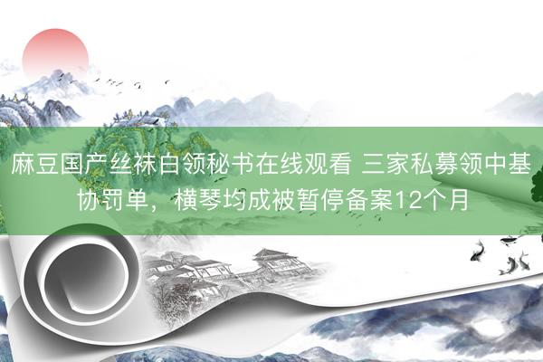 麻豆国产丝袜白领秘书在线观看 三家私募领中基协罚单,横琴均成被暂停备案12个月