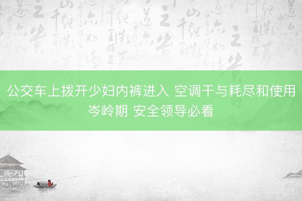 公交车上拨开少妇内裤进入 空调干与耗尽和使用岑岭期 安全领导必看