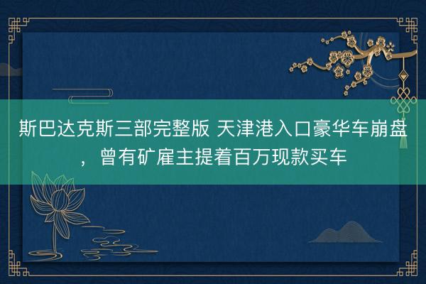 斯巴达克斯三部完整版 天津港入口豪华车崩盘,曾有矿雇主提着百万现款买车