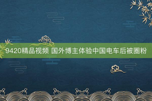 9420精品视频 国外博主体验中国电车后被圈粉
