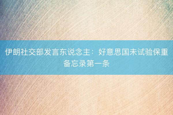 伊朗社交部发言东说念主:好意思国未试验保重备忘录第一条