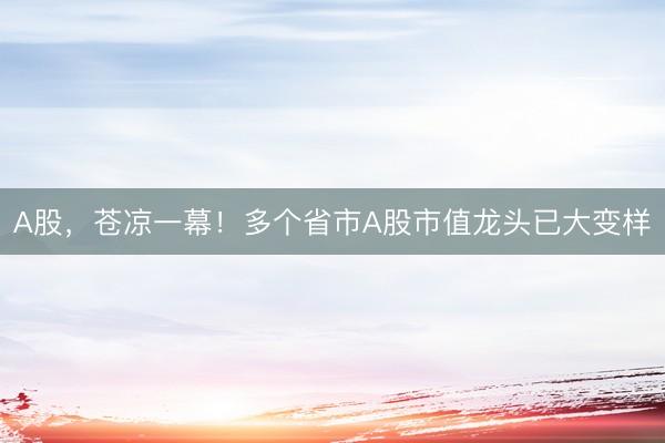 A股，苍凉一幕！多个省市A股市值龙头已大变样