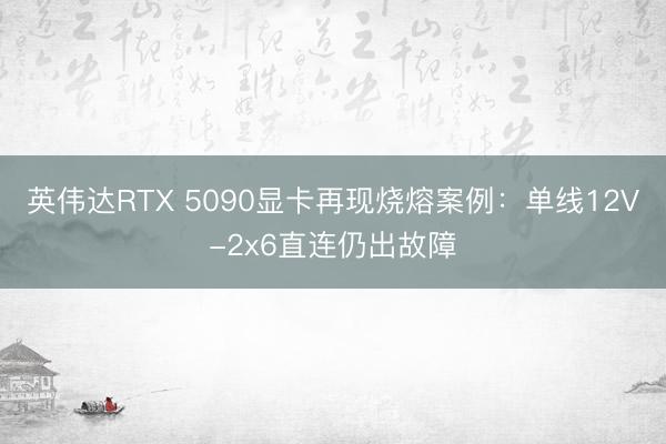 英伟达RTX 5090显卡再现烧熔案例：单线12V-2x6直连仍出故障